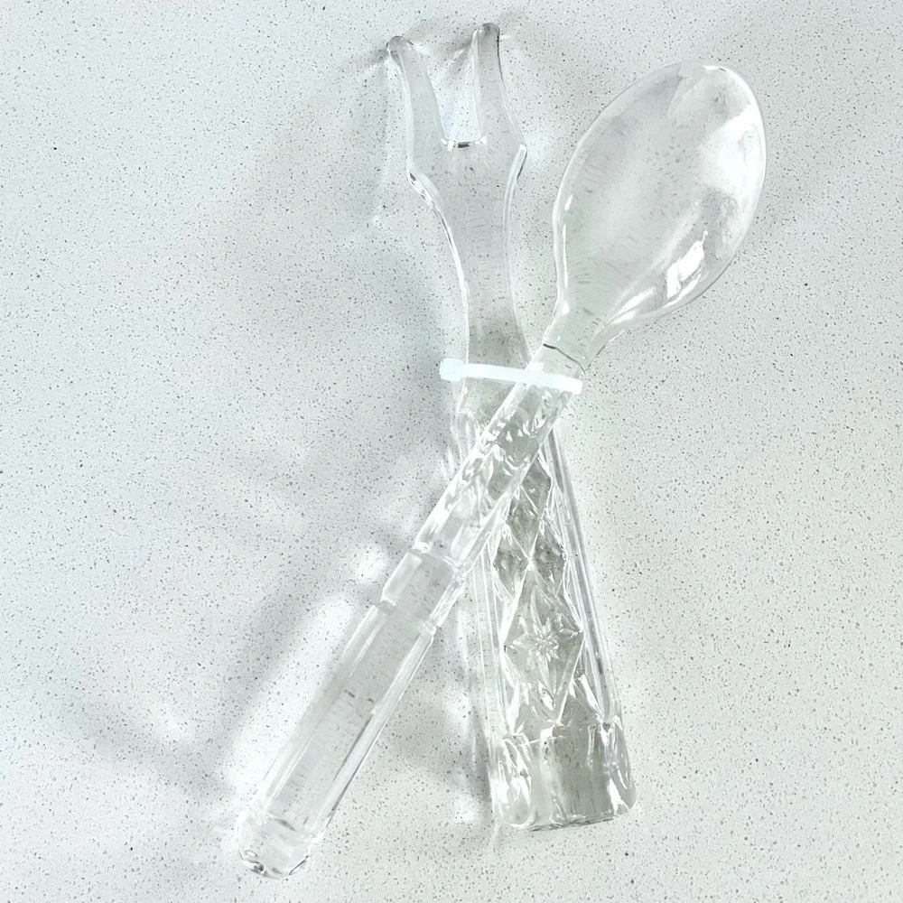 Glass Salad Fork & Spoon Serving Set